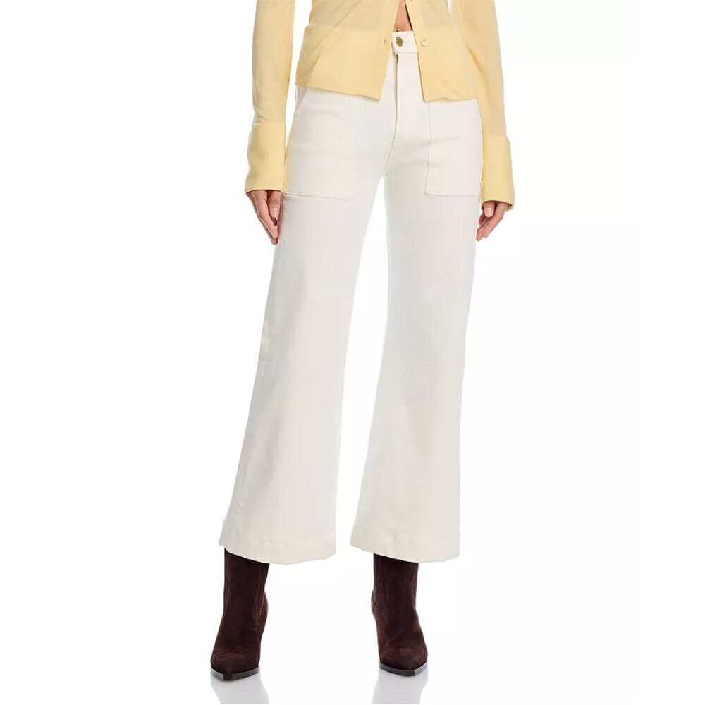 RAMY BROOK Clifford Cropped Wide-Leg Jeans in Wash White Size US 27